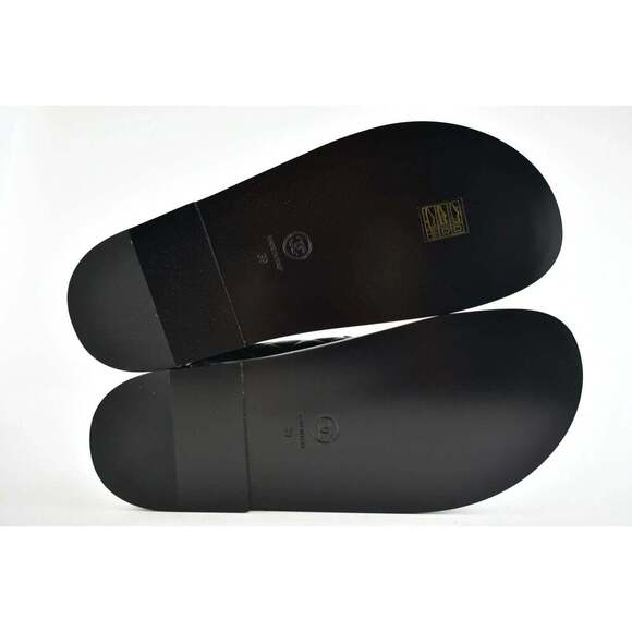 Chanel Black Leather Quilted Chain CC Logo Mule Slide Strap Flat Dad Sandal 39 - Picture 12 of 12
